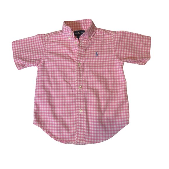 Ralph Lauren Pink Gingham Short Sleeve Kids Sz 3T - Picture 1 of 3